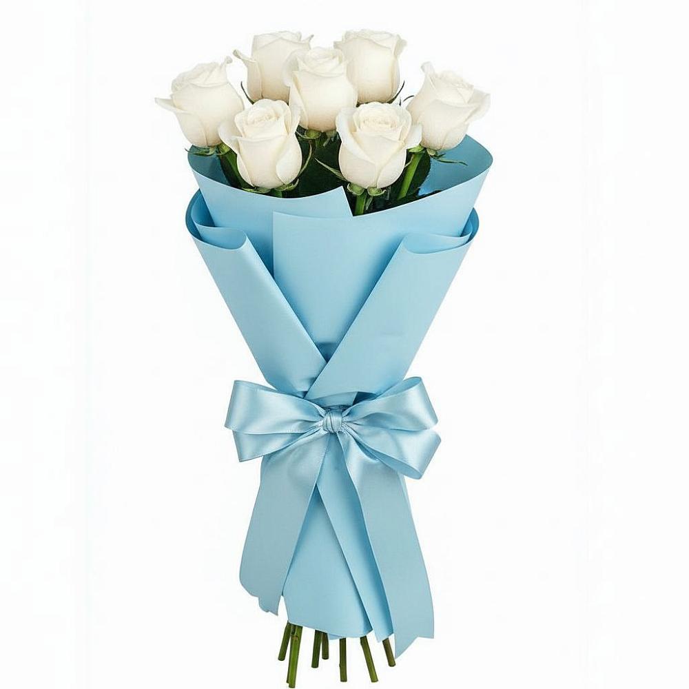 Букет 7 белых роз Проуд в Старой Руссе