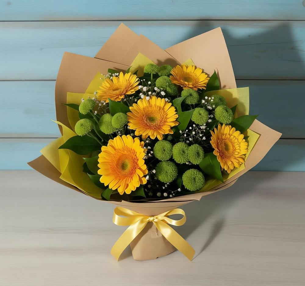 Букет цветов из: Герберы и Хризантемы в Старой Руссе