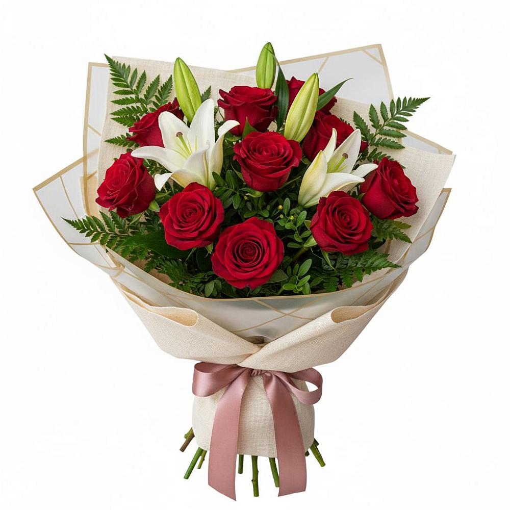 Букет цветов из: Лилии и Розы в Старой Руссе