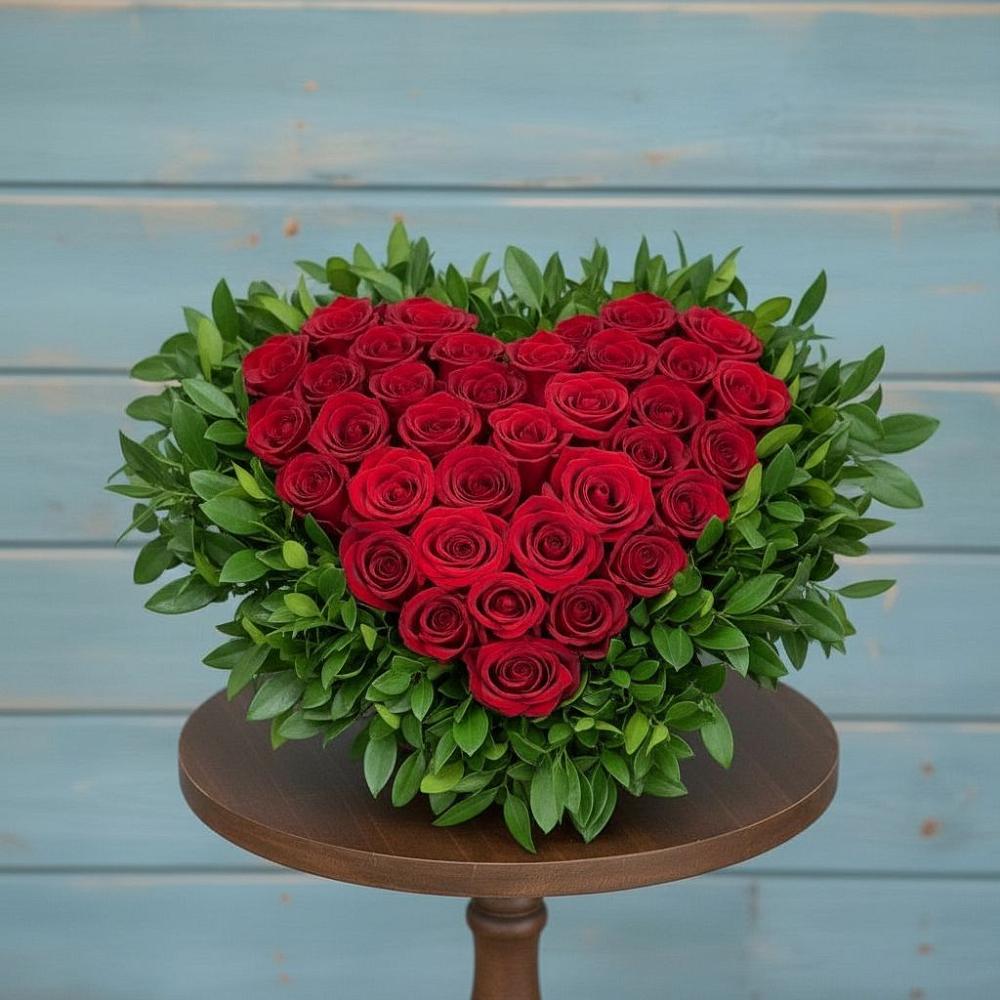 Цветочная композиция из Розы в виде сердца в Старой Руссе