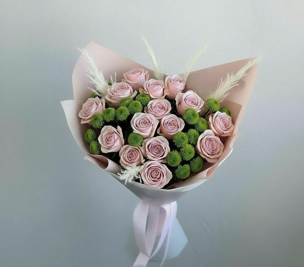 Букет цветов из: Розы и Хризантемы в Старой Руссе