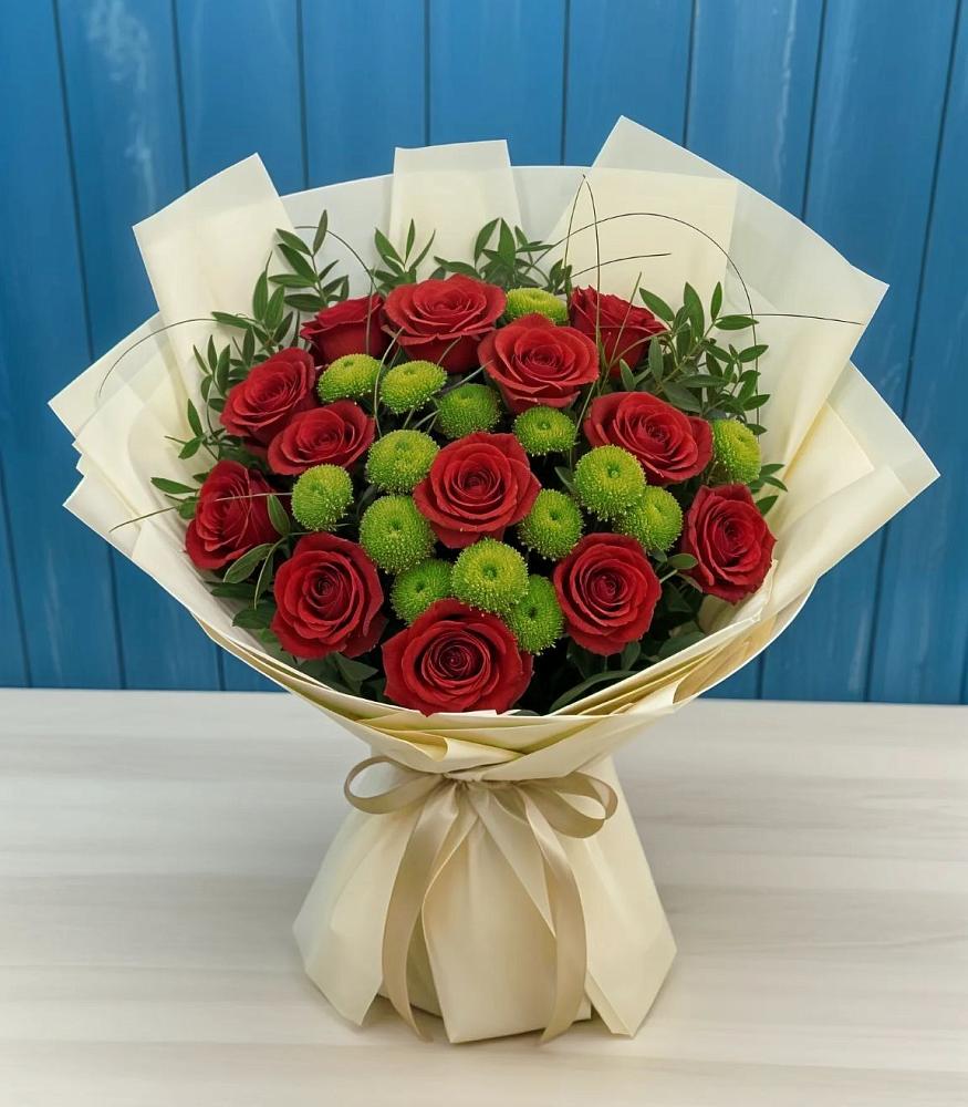 Букет цветов из: Розы и Хризантемы в Старой Руссе