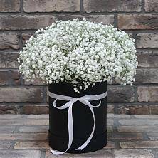 Цветочная композиция из Гипсофила в шляпной коробке в Старой Руссе